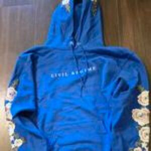 Men's NWT Champion x Civil Regime white roses/royal blue hoodie